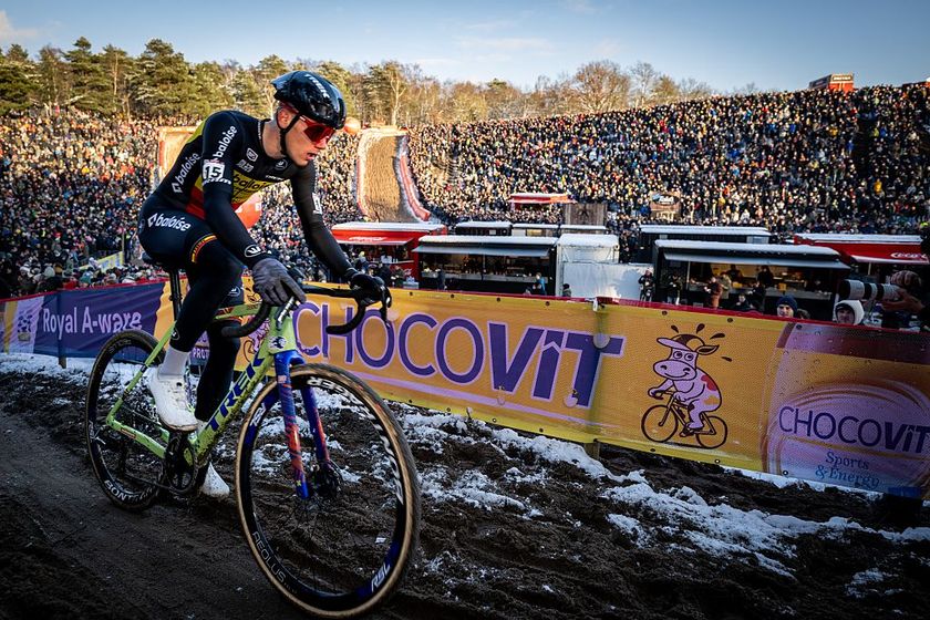 Belgian Thibau Nys pictured in action during the men's elite race at the World Cup cyclocross cycling event in Zonhoven on Sunday 04 January 2026, stage 9 (out of 12) of the UCI World Cup competition. BELGA PHOTO DAVID PINTENS (Photo by DAVID PINTENS / BELGA MAG / Belga via AFP)