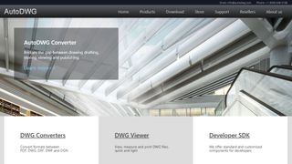 Website screenshot for AutoDWG DWG to PDF Converter