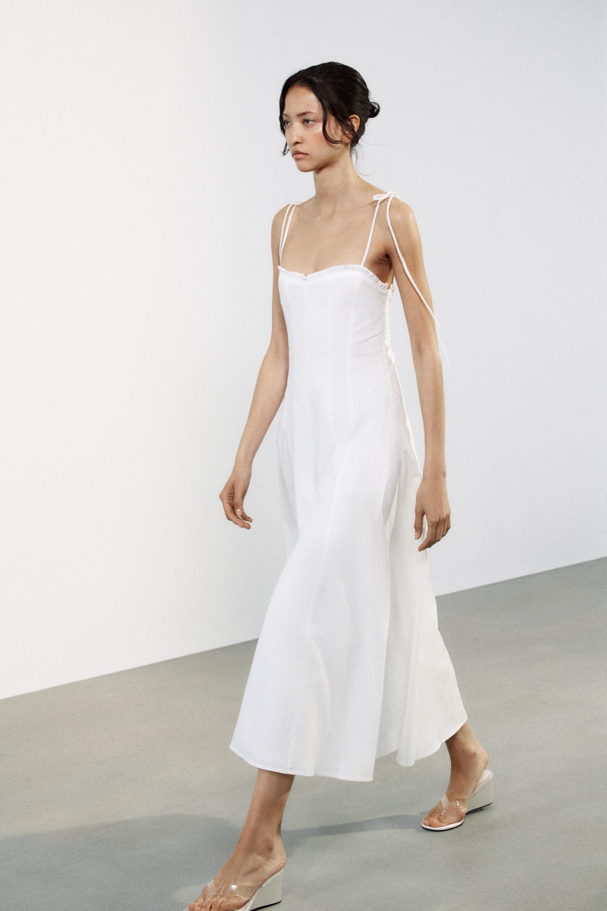 Vestido midi de poplin de babados
