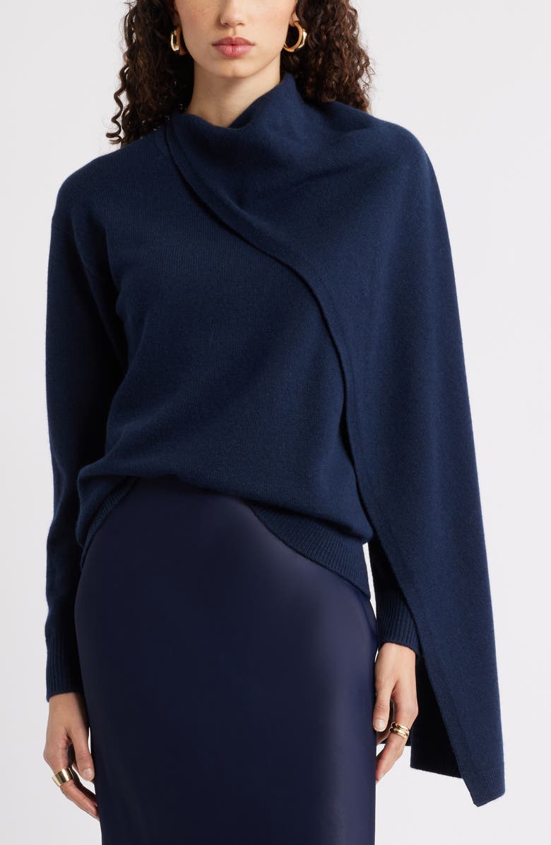 Scarf Collar Wool &amp; Cashmere Sweater