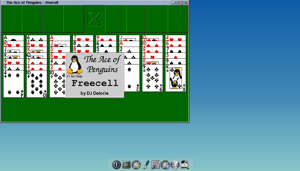 A screenshot of The Ace of Penguins running on Tiny Core Linux