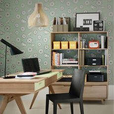 home office with cool retro desk and chair
