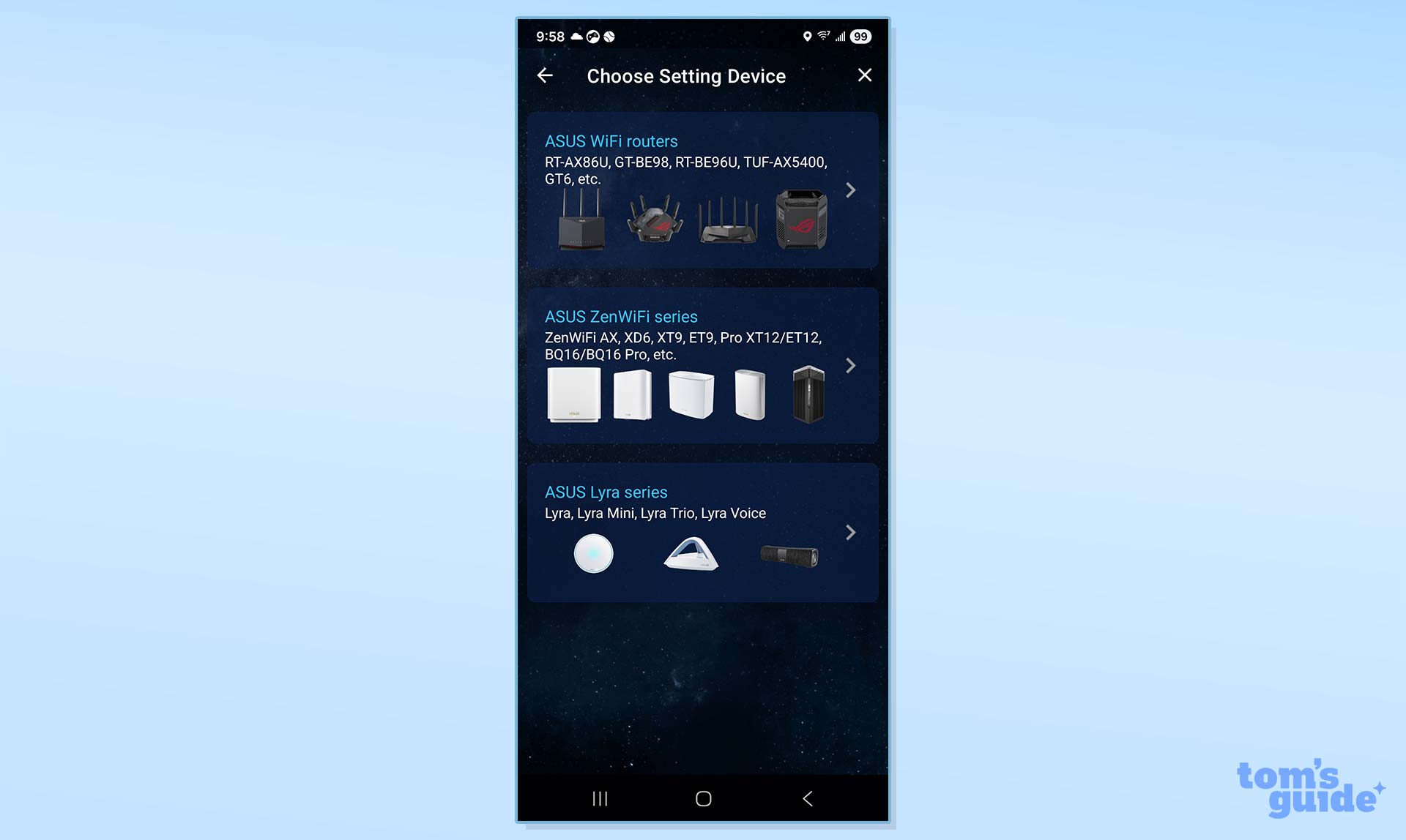 Asus ROG Strix GS-BE18000 gaming router app screenshot