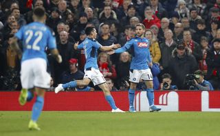 Dries Mertens gave Napoli a shock lead at Anfield