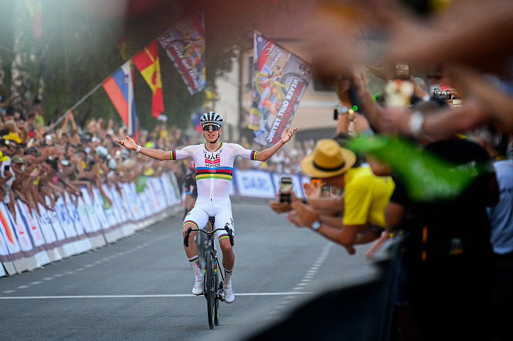 Tour de France's five-time winner Slovenian rider Tadej Pogacar during the Pogi Challenge event