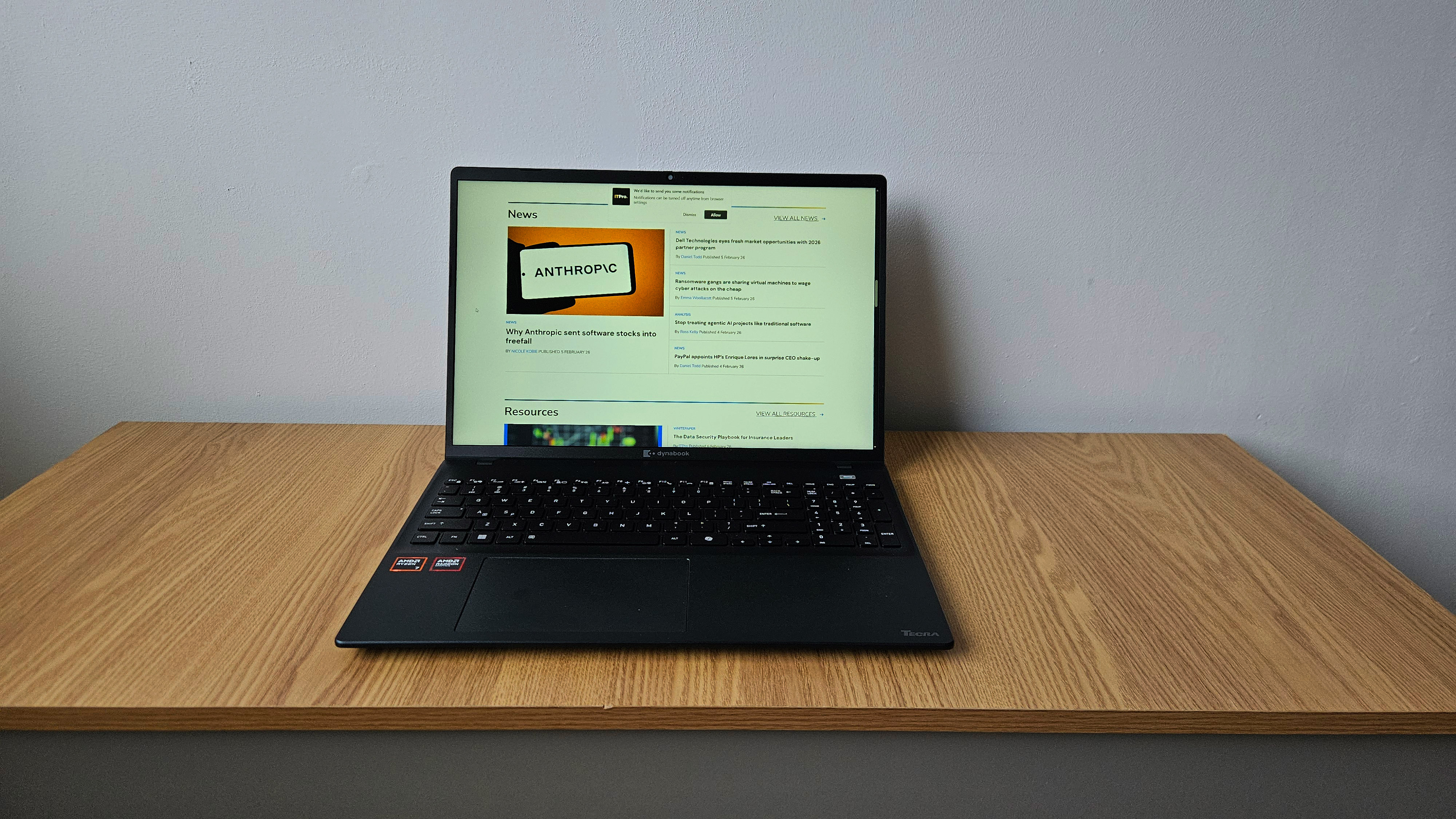 The Dynabook Tecra A65 M on a desk