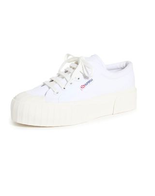 white platform sneakers by Superga