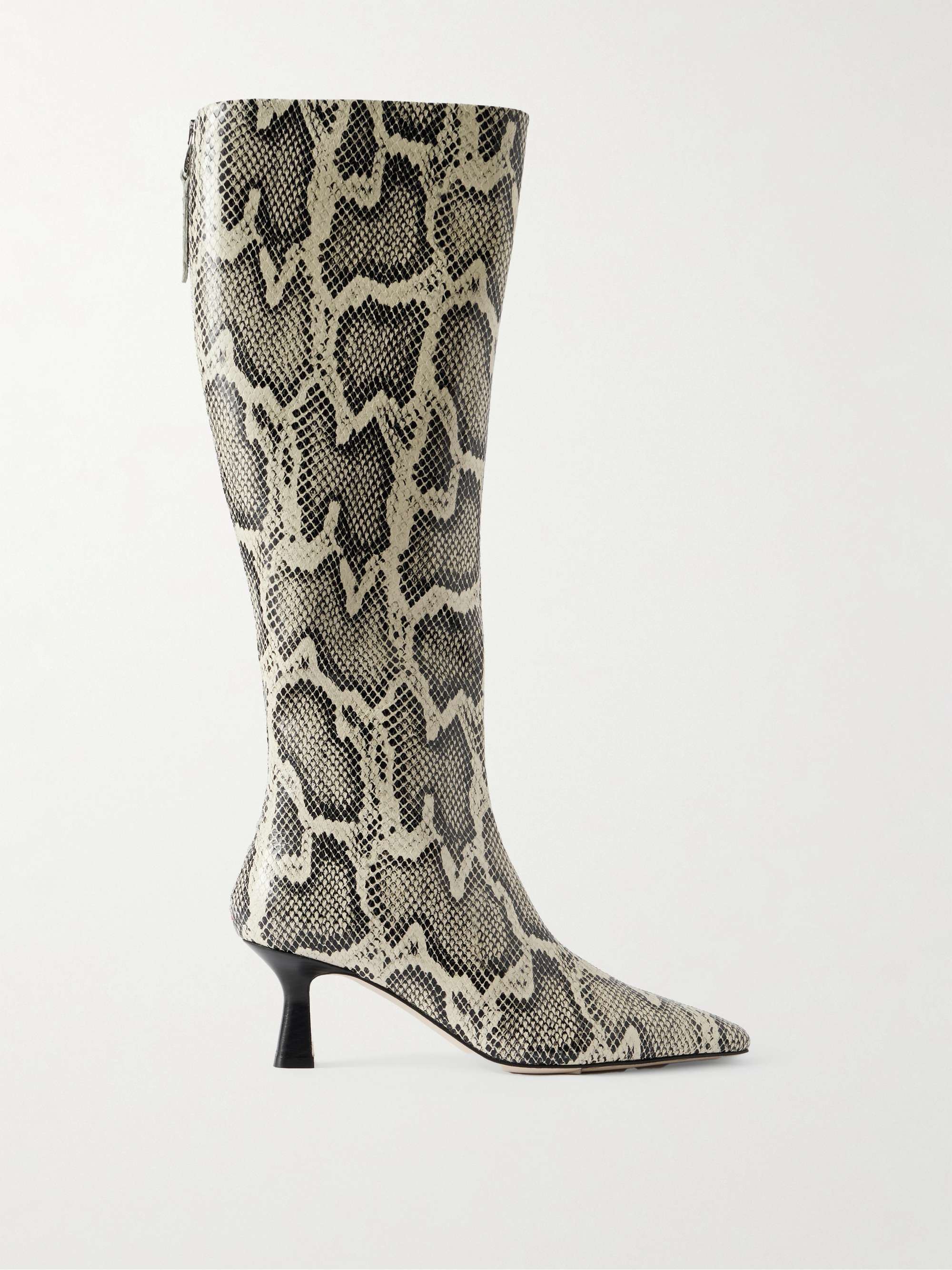 Klea Snake-Effect Leather Knee Boots