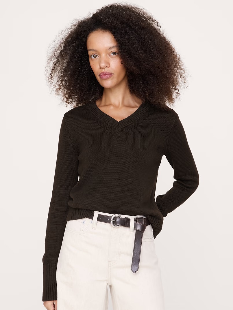 Banana Republic, Larkspur Cotton-Silk V-Neck Sweater