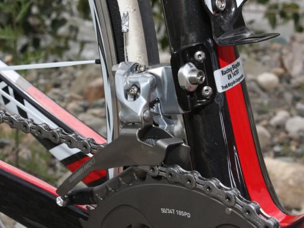 The stout front derailleur mount offers a solid foundation for good shifting performance.