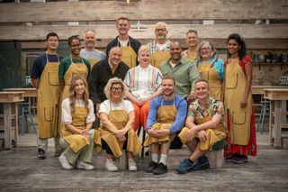 The Great Pottery Throw Down season 7 — Siobhán McSweeney (cenre) and the 2024 contestants.