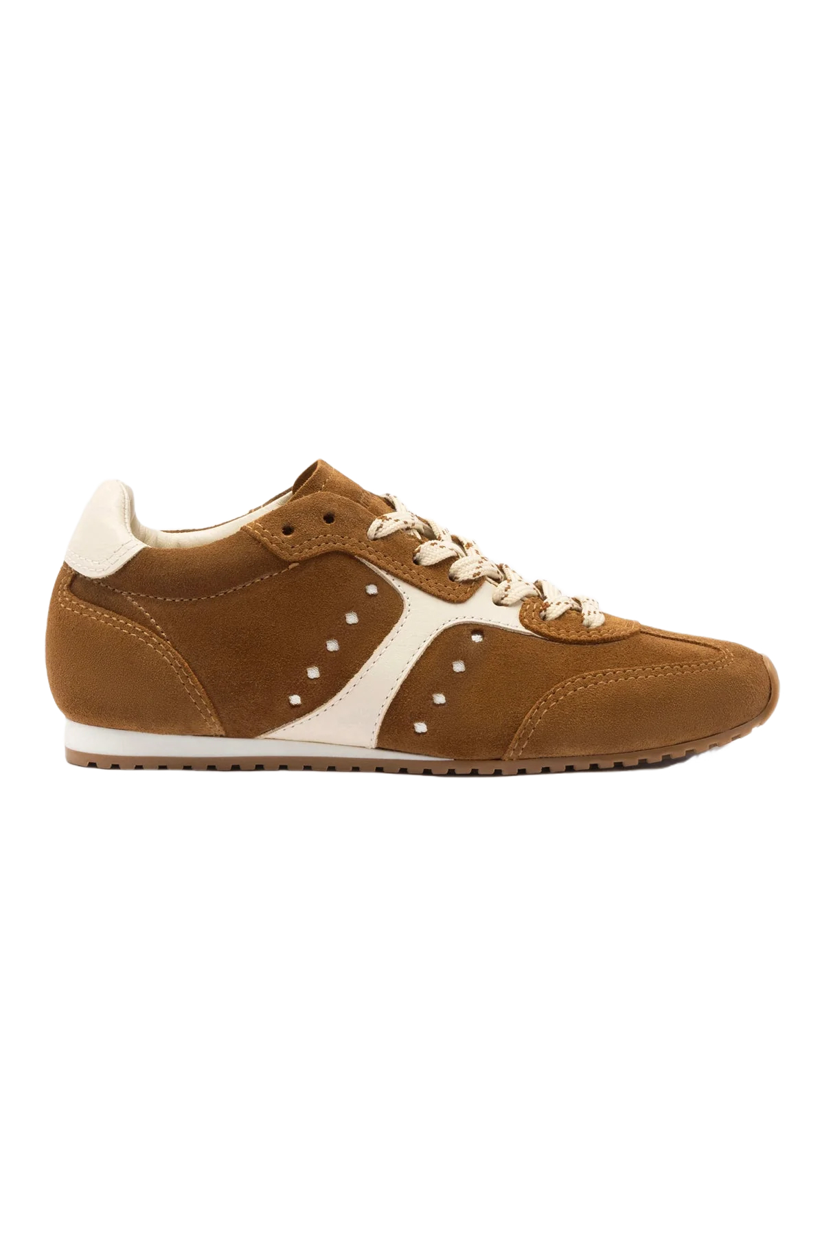 Larroudé, Stella Sneaker in Russet Suede and Ivory Leather