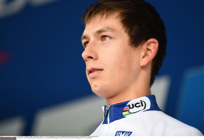 Lars van der Haar (Giant-Shimano) wears the white jerseys as the first leader of the UCI World Cup series
