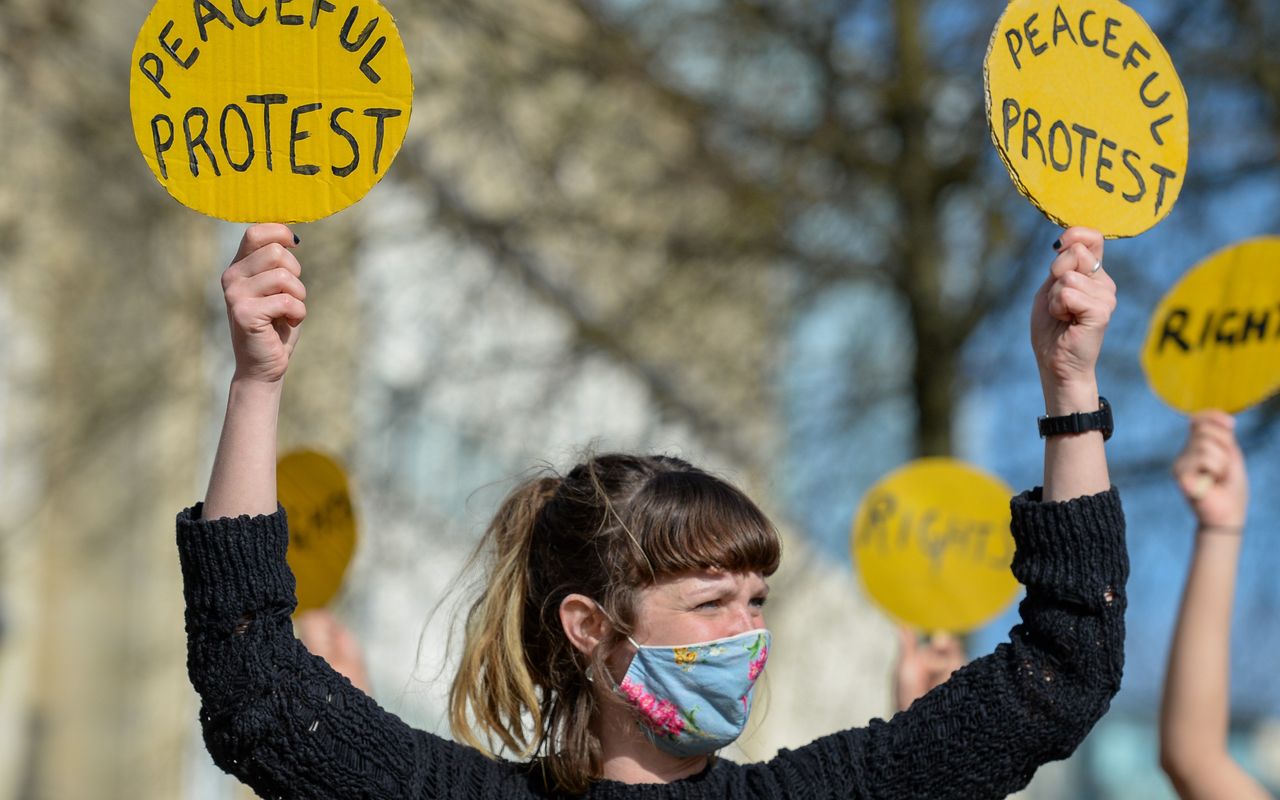 Protesters in London