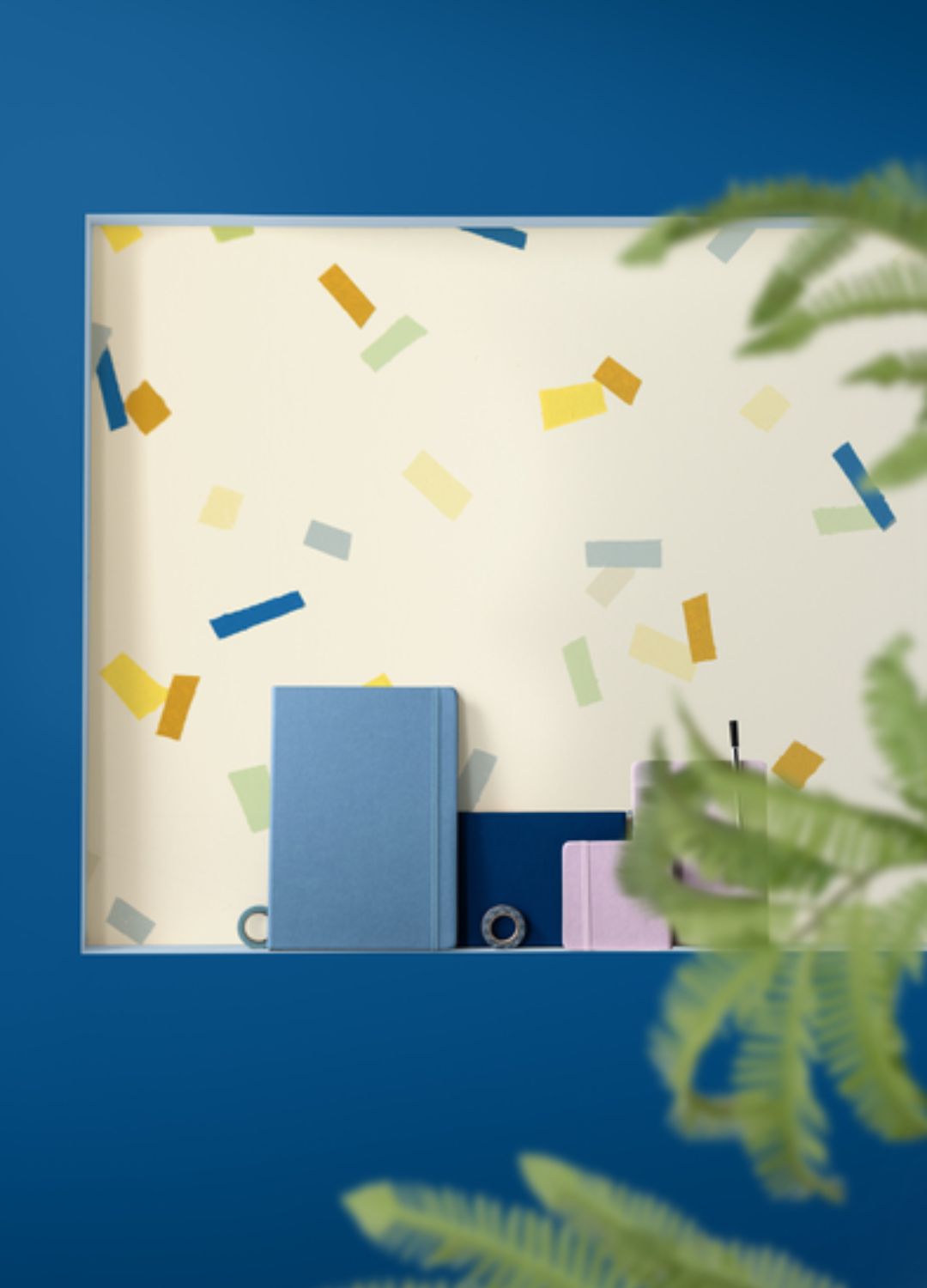 picture blue wall with home decor