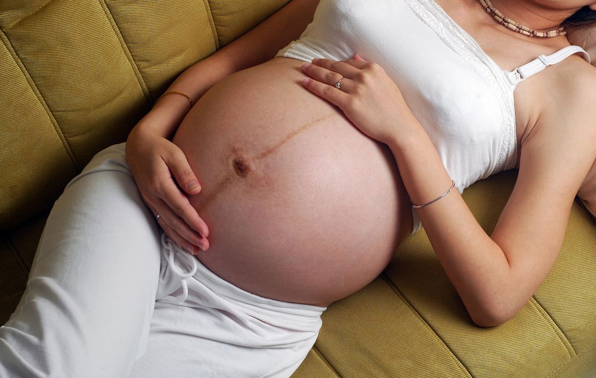 This is exactly what that very common pregnancy 'belly line' really means