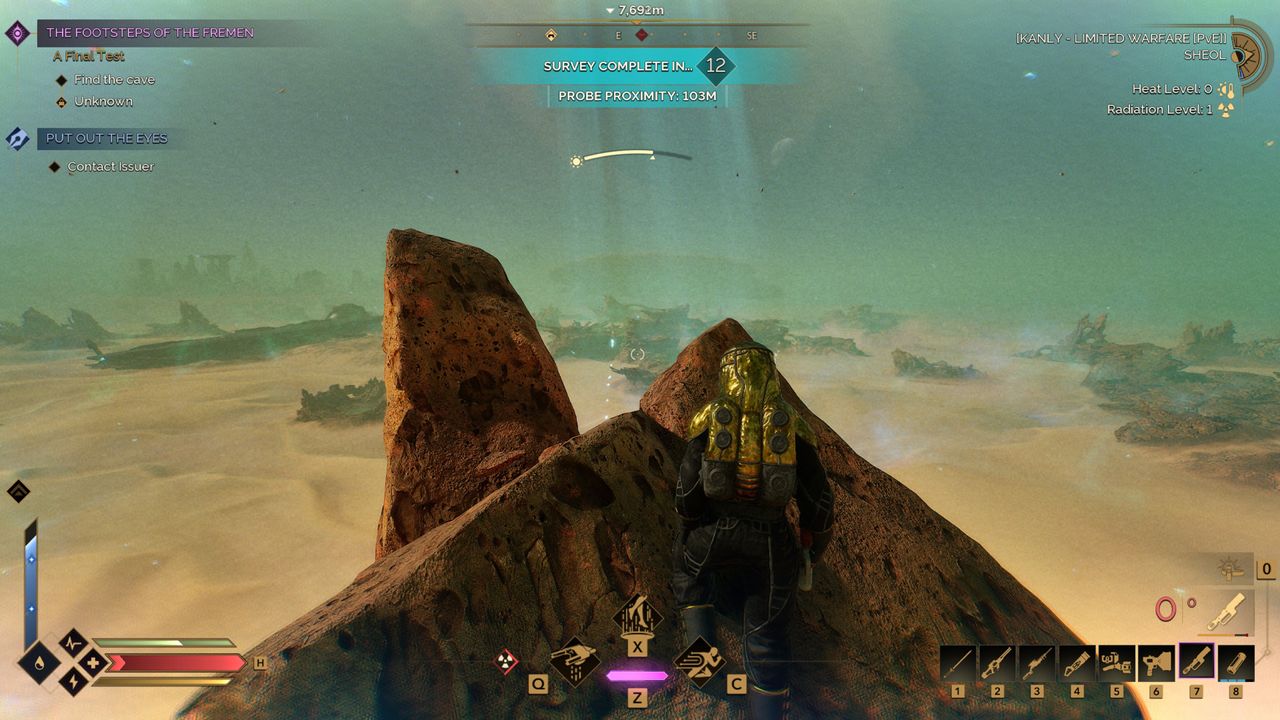 Launching a survey probe in Sheol, from Dune: Awakening