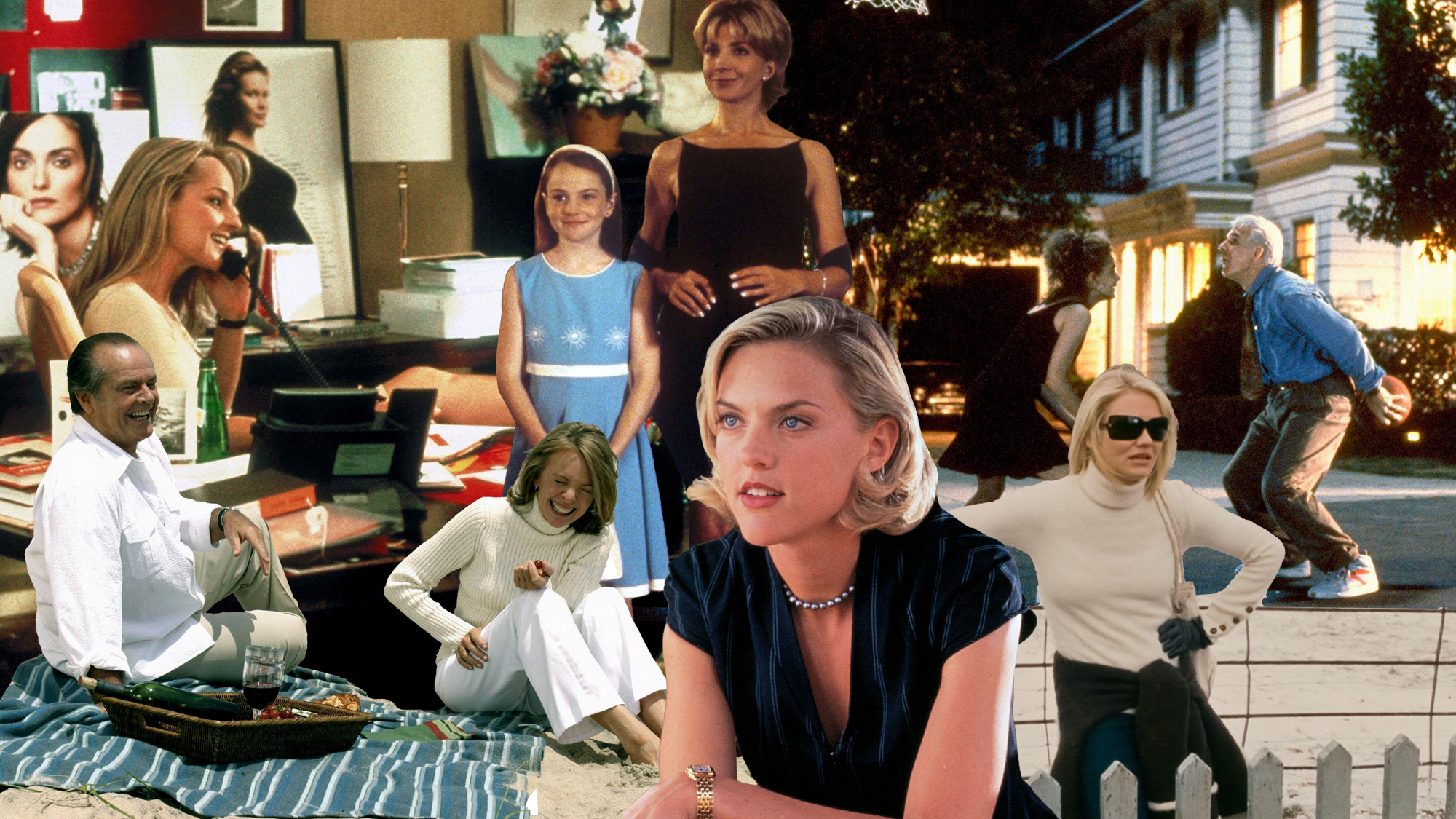 Collage of characters from Nancy Meyers movies