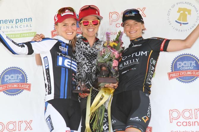 Women&rsquo;s Podium: Second place-Lex Albrecht (Twenty 16 &amp; Company) First Place-Evelyn Stevens (Specialized-Lululemon) Third place-Lauren Hall (Optum p/b Kelly Benefit Strategies. Congratulations to All