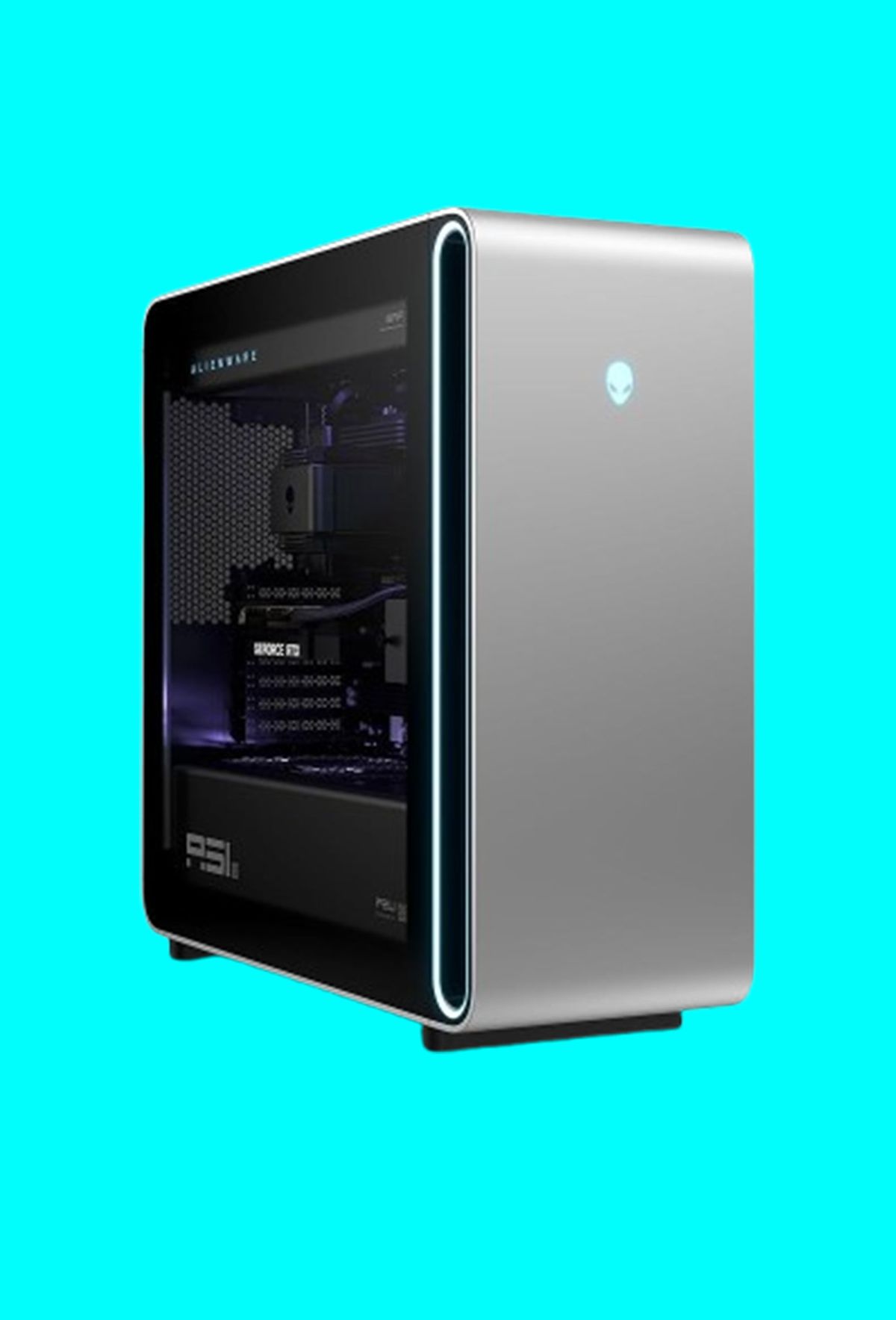 Alienware Area 51 gaming PC on a blue background