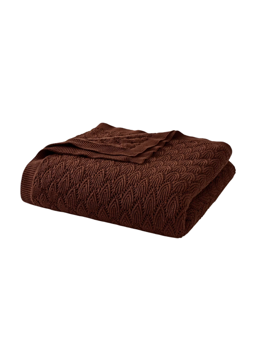 Pointelle Throw Blanket Raisin