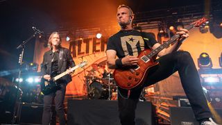 Myles Kennedy and Mark Tremonti of Alter Bridge perform on stage at O2 Academy Edinburgh on June 06, 2023 in Edinburgh, Scotland