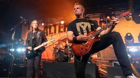 Myles Kennedy and Mark Tremonti of Alter Bridge perform on stage at O2 Academy Edinburgh on June 06, 2023 in Edinburgh, Scotland