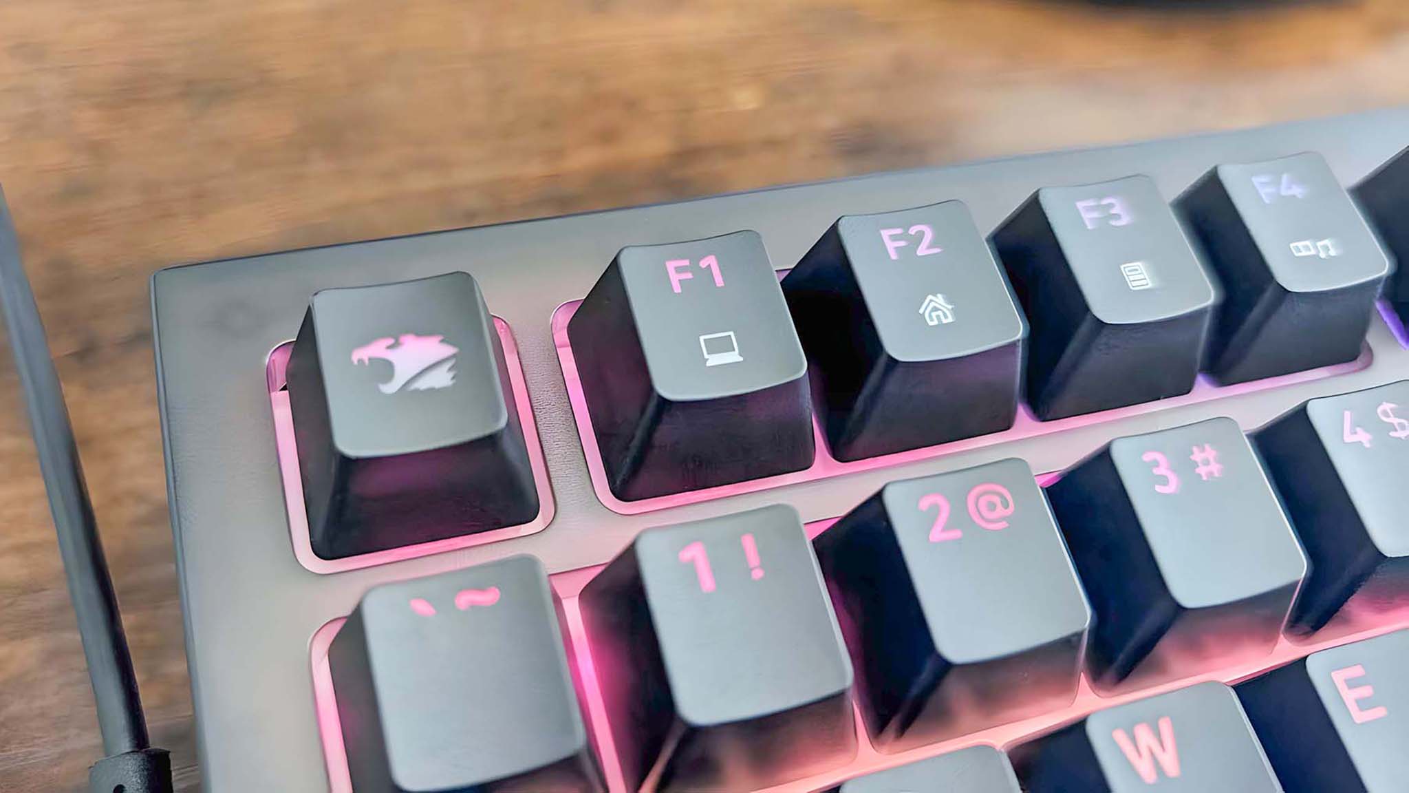 A closeup of the iBuyPower logo on the Esc key.