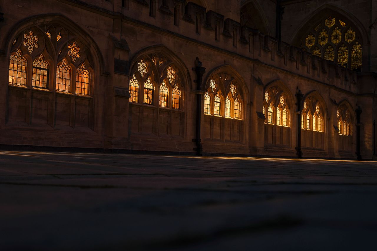 An image taken inside a church in low light