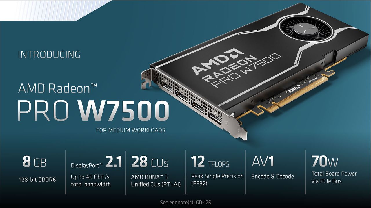 AMD Radeon Pro W7600 W7500 slide deck