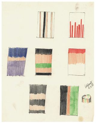 India ink and pastel drawing on paper by Ettore Sottsass