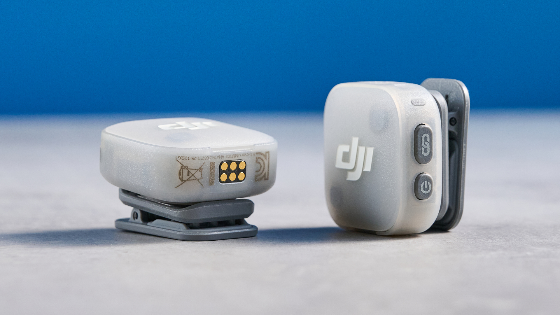 the dji mic mini 2 for camera and smartphone conent creators photographed against the blue tom's guide background