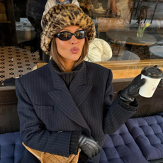 Influencer Sofia Boman wear a faux fur fashion trend 2026