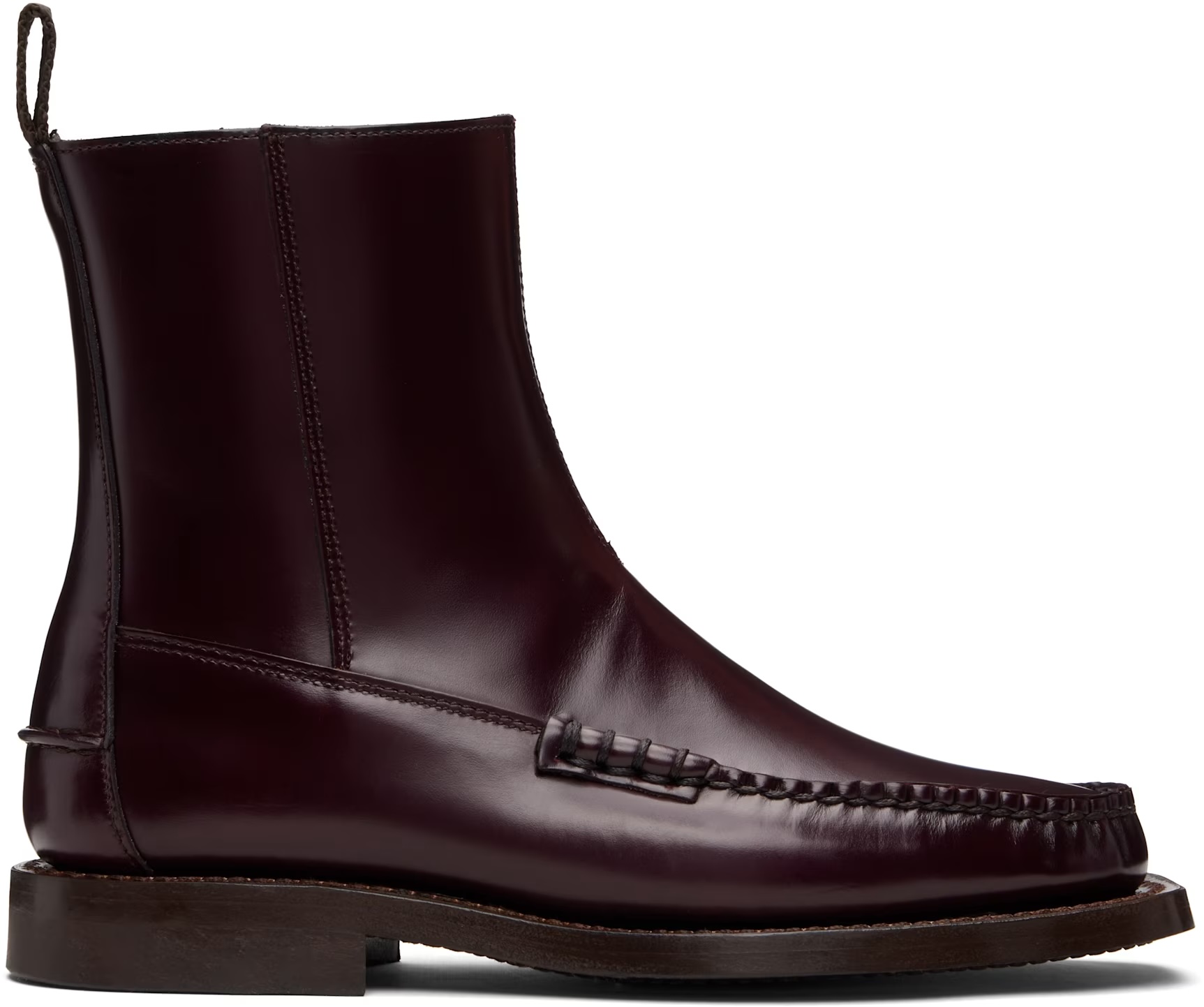 burgundy leather loafer boot
