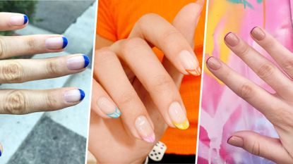 Nail, Nail polish, Finger, Manicure, Nail care, Cosmetics, Hand, Peach, Service, Material property, 