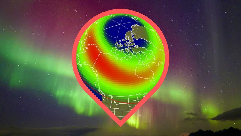 graphic showing the noaa forecast map and where auroras might be visible over the US tonight.