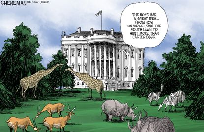 Political cartoon U.S. Trump sons hunting