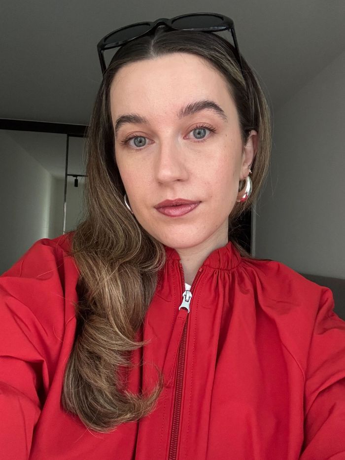 Deputy beauty editor Grace Lindsay testing the Nyx lip liner stain