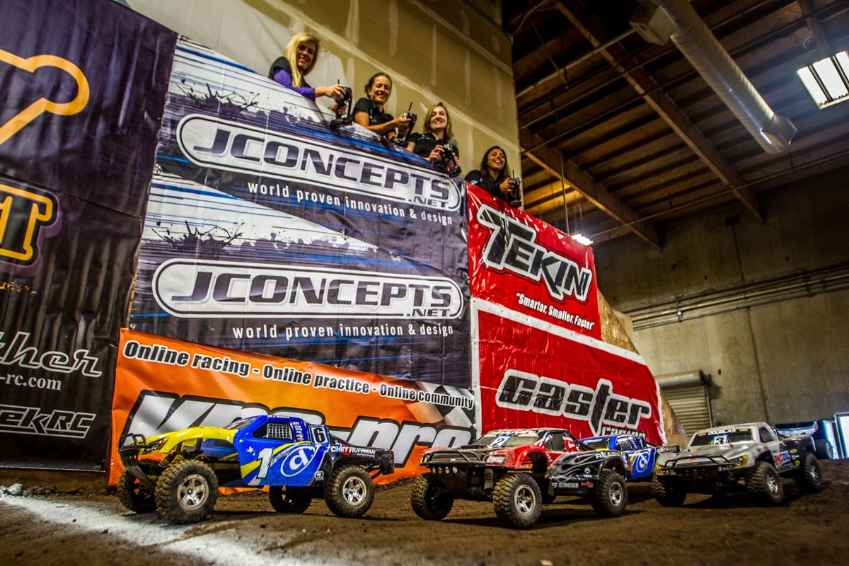 Riders turn to drivers at team sponsor Amain.coms RC race track.