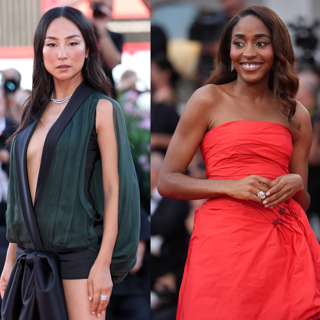 Greta Lee and Ayo Edebiri at the 2025 Venice Film Festival