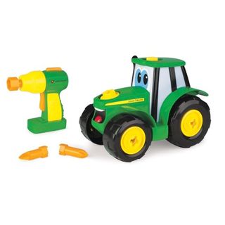 John Deere Build a Johnny Tractor, 16 Piece Building Farm Toy Car, Tractor Toy With Motorised Drill for 18 Months, 2, 3 and 4 Years Old Boys and Girls