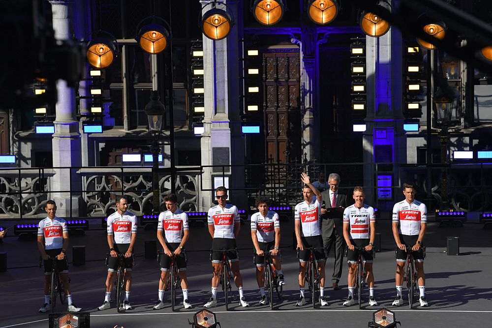 Trek-Segafredo on stage at the 2019 Tour de France