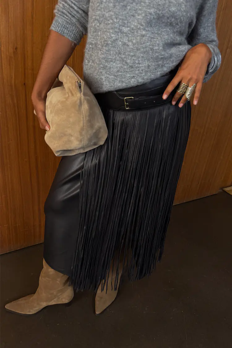 Leather Fringe Belt - S/m