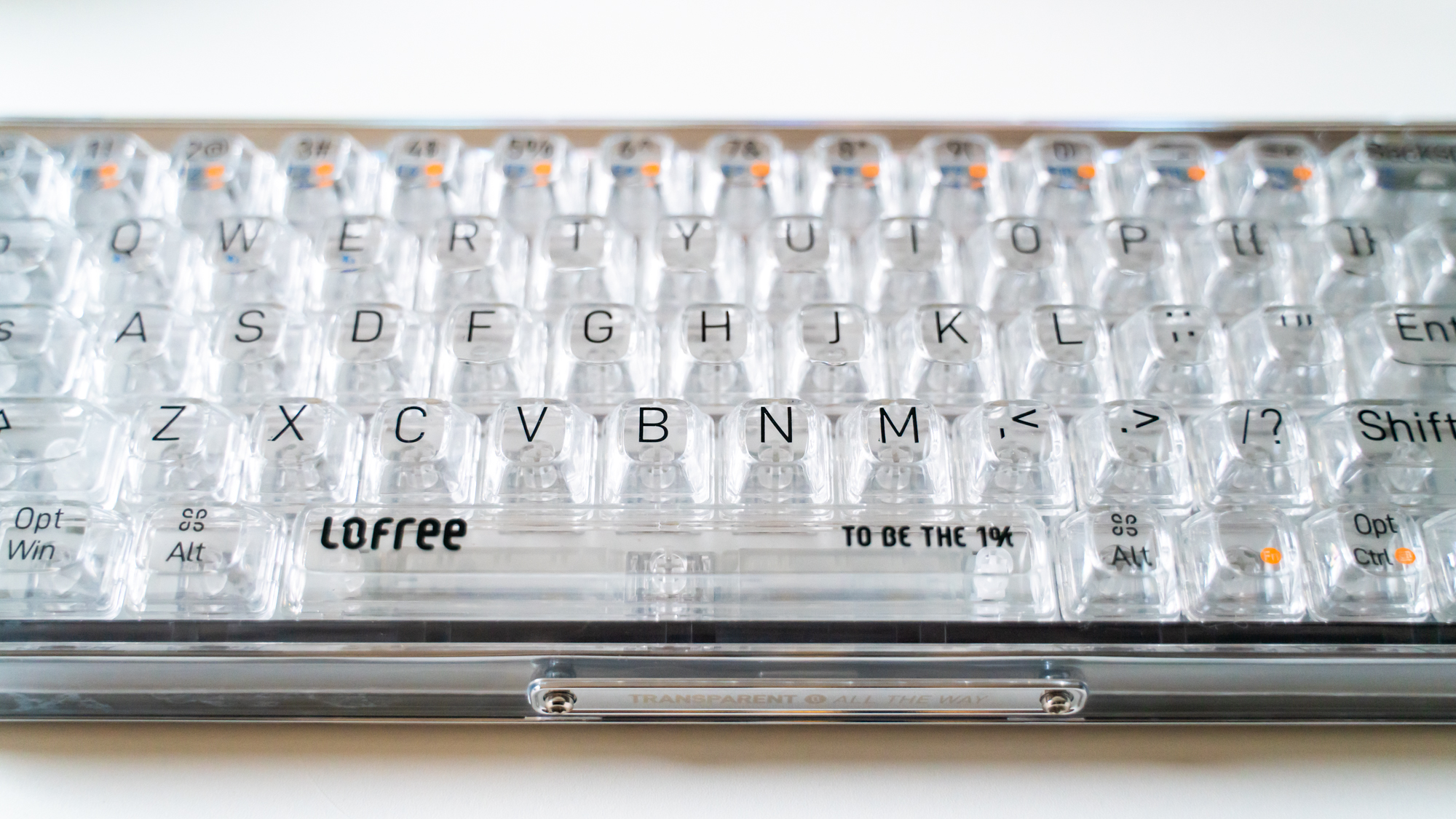 Lofree 1% Transparent on a white desk