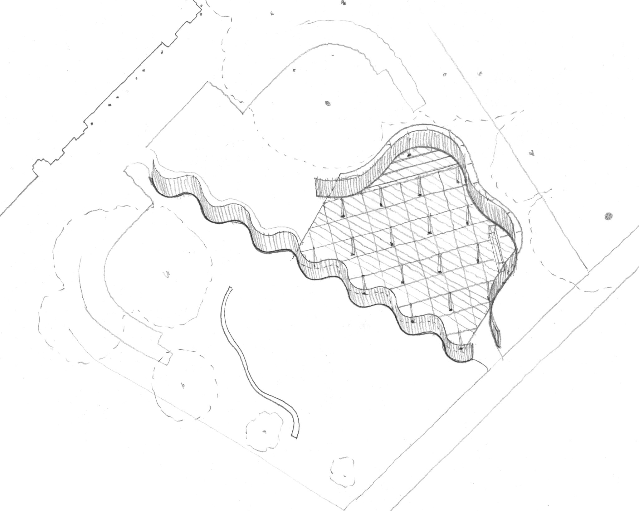 drawing of the Lanza Atelier designed Serpentine Pavilion 2026