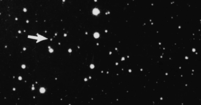 Astronomers discover new planets and asteroids by looking for objects that move among the fixed stars, nowadays using images of the sky taken days apart. This animation combines the two photographic plates that astronomer Clyde Tombaugh captured on Jan. 23 and Jan. 29, 1930, and shows Pluto's motion (indicated by arrows). During his search, he would spend many hours poring over the images and noting candidates for follow-up observation.