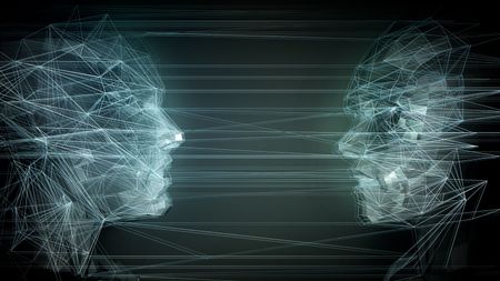 Digital Image of two faces looking towards each other.