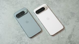 A photo of the Google Pixel 9 Pro and 9 Pro XL