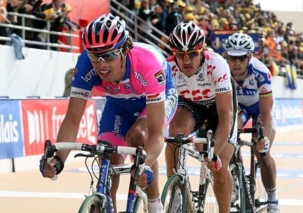 Ballan, Cancellara and Boonen and this ended up to be the reverse podium.