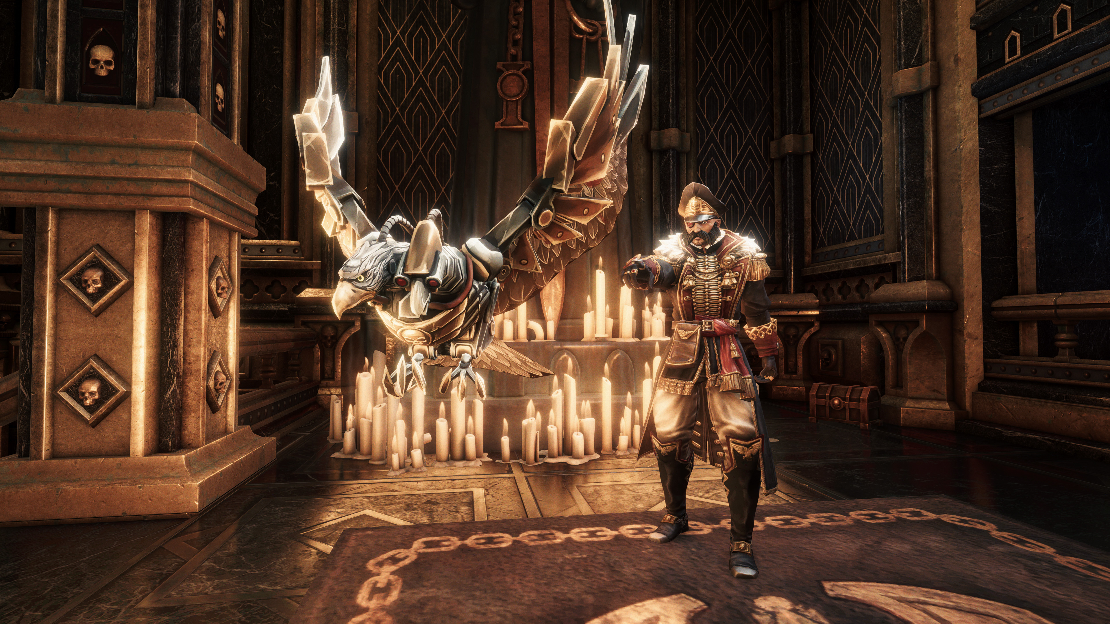 Promotional screenshot of an Overseer character in Warhammer 40,000: Rogue Trader